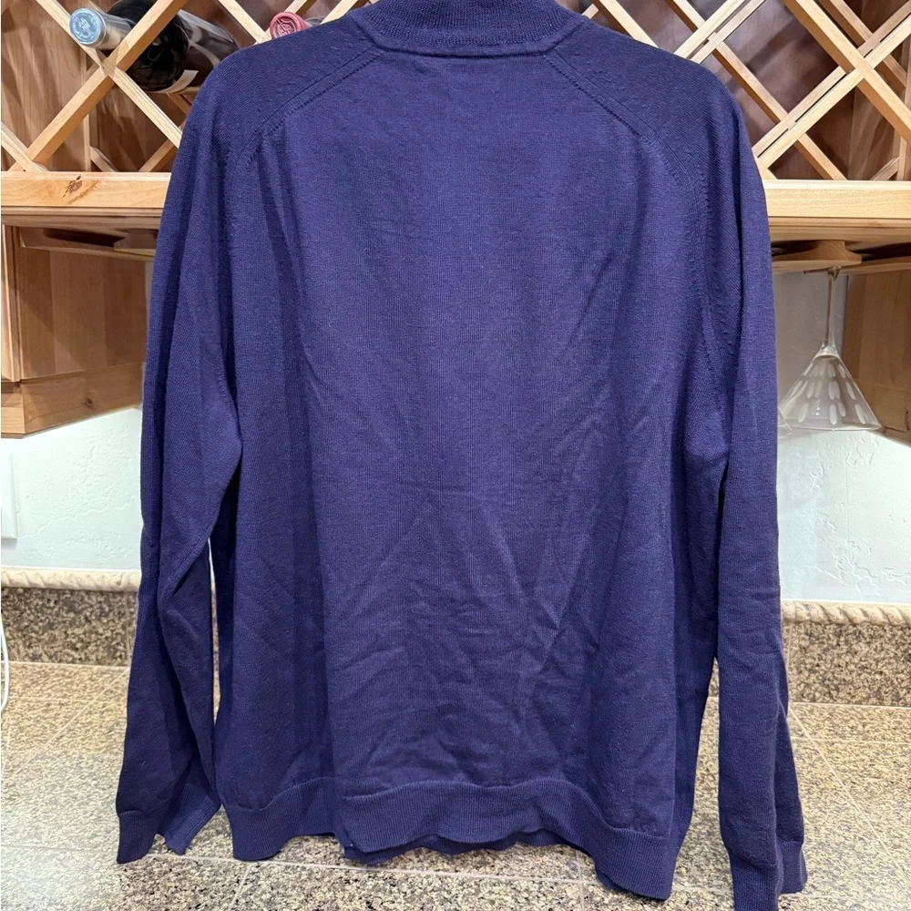 Nordstrom Men's Deep Purple Quarter Zip-Up Sweater - Picture 2 of 8